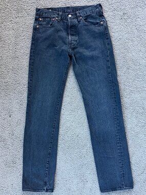 Levi's Premium 501 Original Fit Jeans Dark Indigo Blue W31 L34 Big E
